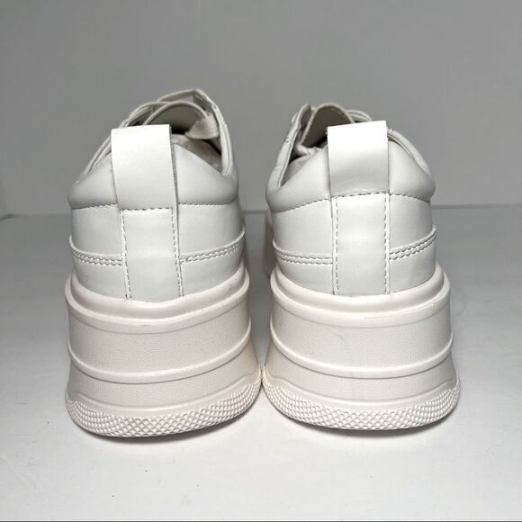 Princess Polly Dylan White Eco Vegan Leather Platform Sneakers 9 - Picture 4 of 11